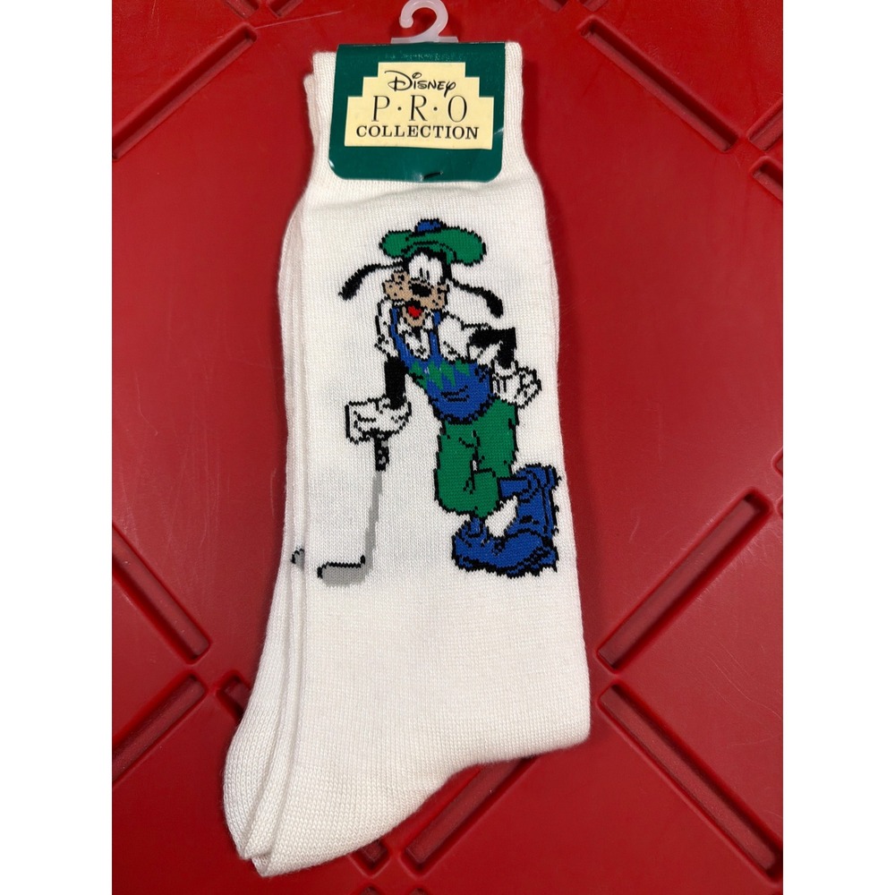 Vintage‎ Disney PRO Collection Goofy Golf Socks White Crew Size 10-13 NEW